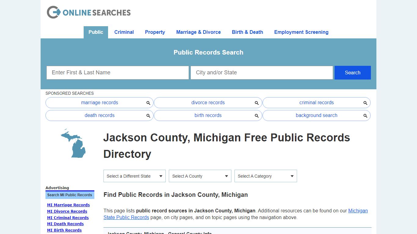 Jackson County, Michigan Public Records Directory